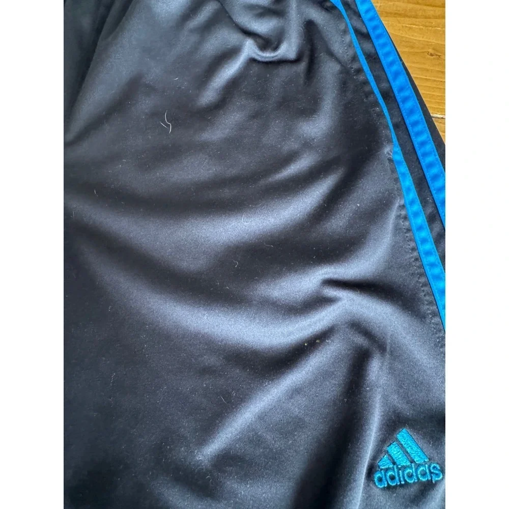 Adidas Mens Black‎ Blue Three Stripe Athletic Soccer Shorts E76214 AD4002